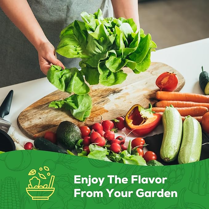 10 Vegetable Seeds Pack - Non GMO, Heirloom - Basil, Snap Pea, Broccoli, Bean, Jalapeño Pepper, Tomato, Lettuce, Cucumber, Carrot, Zucchini Seeds for Planting Home Garden