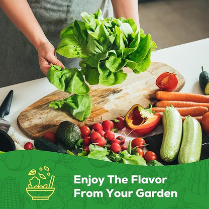 10 Vegetable Seeds Pack - Non GMO, Heirloom - Basil, Snap Pea, Broccoli, Bean, Jalapeño Pepper, Tomato, Lettuce, Cucumber, Carrot, Zucchini Seeds for Planting Home Garden