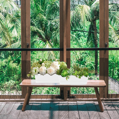 Lainrrew 3 Pack Window Box Planters, 12 Inches Rectangular Planter Plastic Flower Box Plant Pots Plant Containers with Tray for Balcony, Windowsill, Garden, Home Office Outdoor Decoration, White