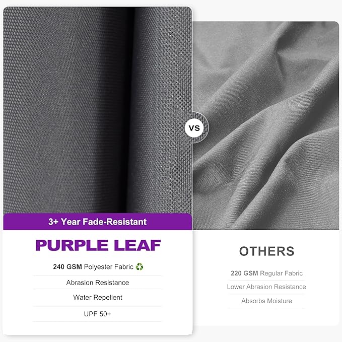 PURPLE LEAF 6' X 10' Left-right Tilt Patio Umbrella Outdoor Cantilever Swivel Rectangle Umbrella Aluminum Offset Umbrella with 360-degree Rotation for Garden Deck Pool Patio Light Grey