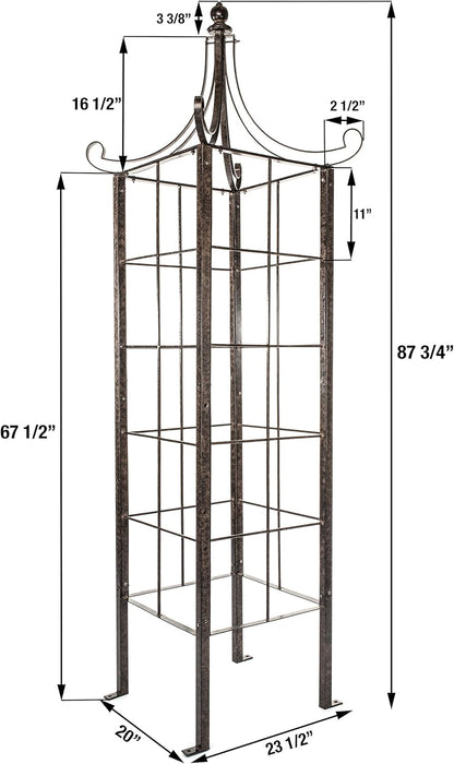 H Potter Trellis Obelisk for Climbing Plant Large Garden Wrought Iron Ornamental for Patio Deck
