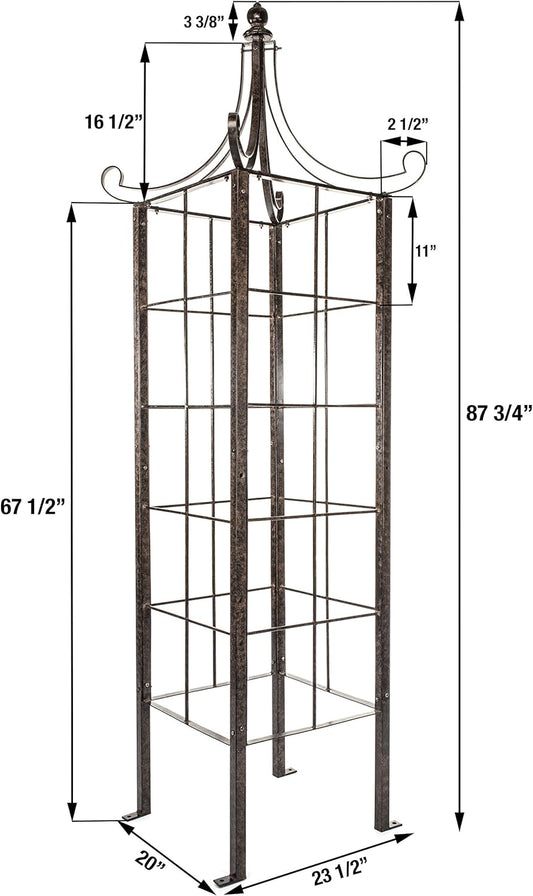 H Potter Trellis Obelisk for Climbing Plant Large Garden Wrought Iron Ornamental for Patio Deck