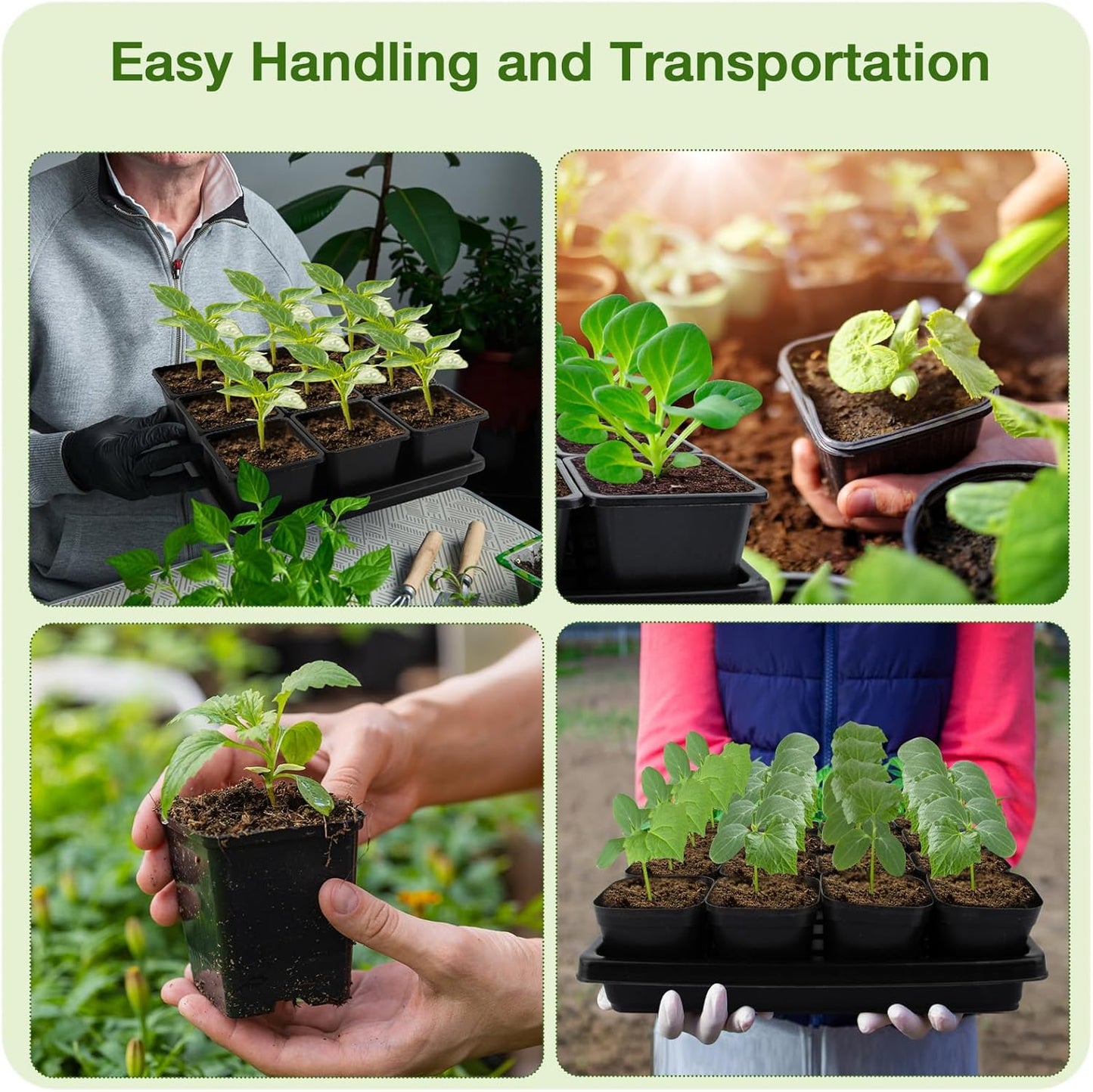 80Pcs 2.5inch Square Nursery Pots with 5Pcs Seed Starting Trays, Seed Starter Tray Kit, Seeds Starting Germination, Seeding Pots with Drain Holes, Small Plant Nursery Propagation