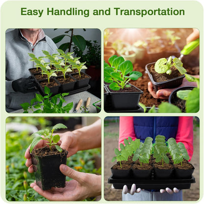 80Pcs 2.5inch Square Nursery Pots with 5Pcs Seed Starting Trays, Seed Starter Tray Kit, Seeds Starting Germination, Seeding Pots with Drain Holes, Small Plant Nursery Propagation