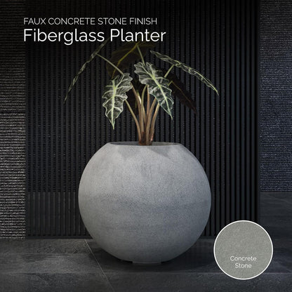 Orbo Globe Sphere Planter - 29.5 in x 29.5 in x 26.2 in - Concrete Stone