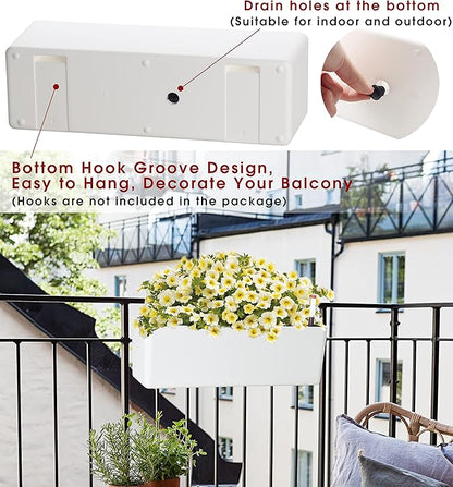 GardenBasix Elongated Self Watering Planter Pots Window Box 5.5 x 16 inch Indoor Home Garden Modern Decorative Planter Pot for All House Plants Flowers Herbs (White,1-Pack)