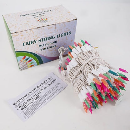 Easter String Lights, 150 Count 33 FT Green Wire Mini Fairy Light, 120V UL Certified Connectable Xmas Tree Incandescent Lights for Garden Patio Holiday Party Outdoor Indoor Decoration, Multicolor