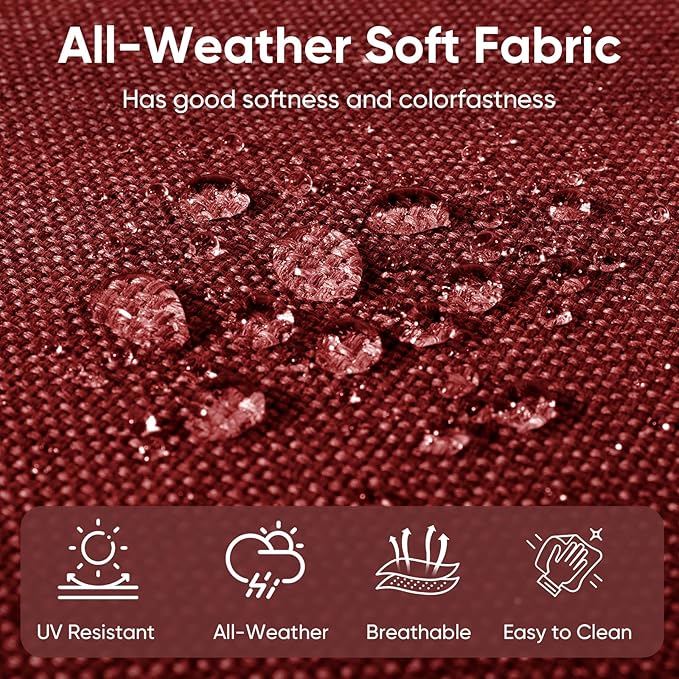 Outdoor Chair Cushions 3 Packs - Outside High Back Thick Water-Resistant Cushion 22x24 with Zipper Cover for Patio Glider Rocking Chairs Loveseat Couch – Red/Buckle