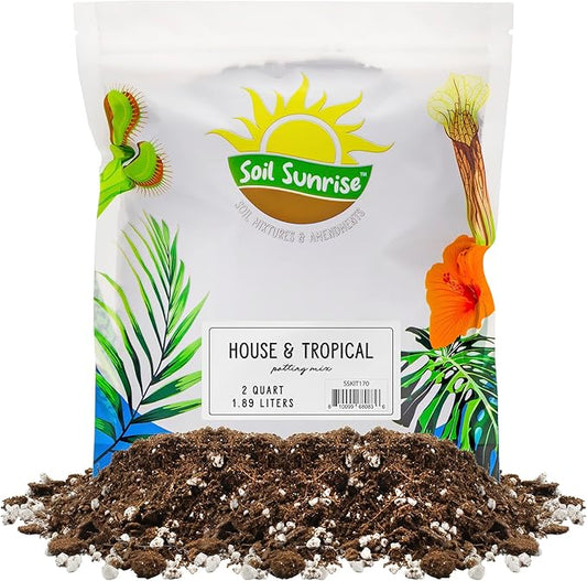 Soil Sunrise Tropical House Plant Potting Mix (2 Quarts) for All Types of Indoor House Plants