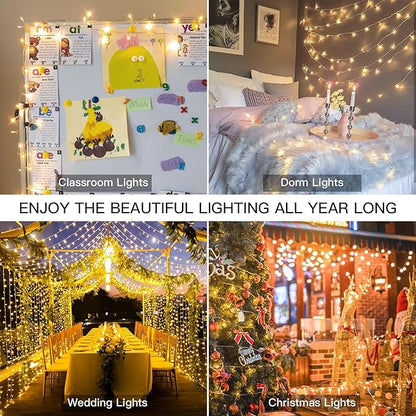 suddus 200 Led Connectable Christmas Lights Outdoor Waterproof, 66ft Fairy Lights Plug in with Remote, Warm White Christmas Tree Light Indoor for Xmas Holiday, Party, Porch, Patio, Garden Decor