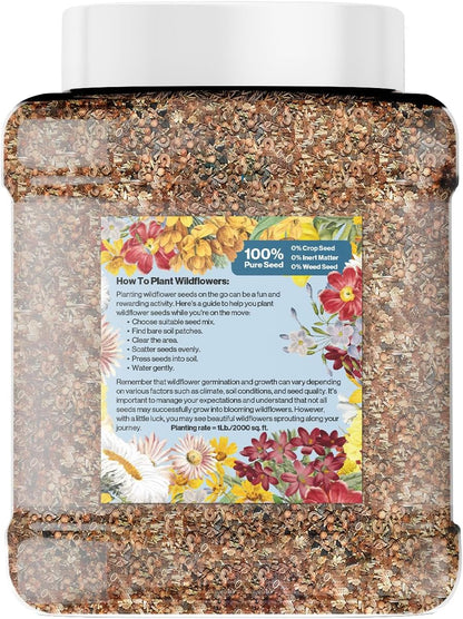 Regional Wildflower - Northeast USA Wildflowers - 100% Pure Seed - Organic, Non-GMO - 21 Wildflower Variety Seeds of Annual & Perennial, 1 LB Tub