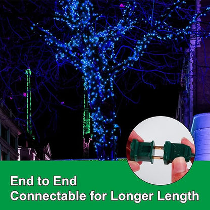LJLNION Christmas String Lights, 150 Count 33 FT Incandescent Mini Green Wire Fairy Light, 120V UL Certified Connectable Xmas Tree Lights for Patio, Holiday, Party, Outdoor Indoor Decoration, Blue