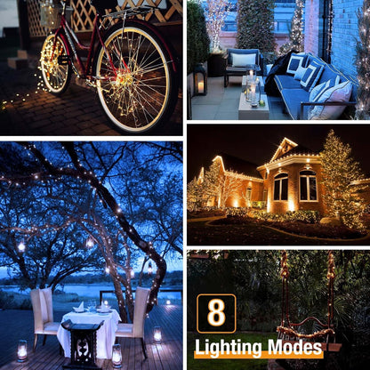 btfarm 2 Pack Solar String Lights Outdoor - 160LED 66FT Solar Fairy Lights Outside Waterproof 8 Modes, Copper Wire Solar Powered Twinkling Lights for Tree Garden Patio Christmas Wedding Party Decor