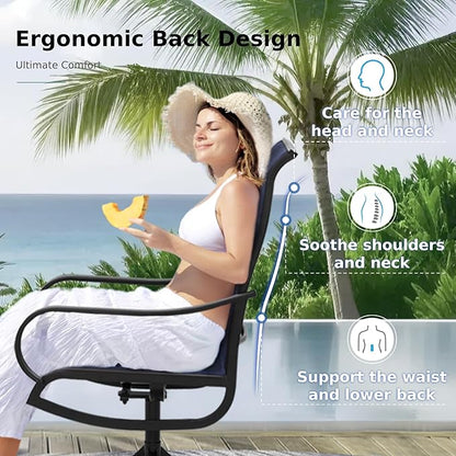 MFSTUDIO Patio Table and Chairs Set of 4, Outdoor Dining Set with Metal Table and Swivel Chairs, 5 Piece Patio Furniture Set for Deck/Backyard/Poolside/Garden