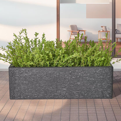 24 Inch Rectangular Concrete Planter,Durable All-Weather Use with Drainage Holes,Large Rectangular Planter for Outdoor Indoor Plants