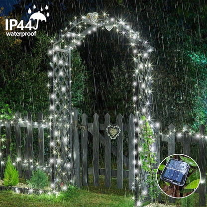 QITONG Extra-Long 144FT White Solar Fairy Lights, 2 Pack Total 400LED Solar String Lights Outdoor Waterproof, 8 Modes Silver Wire Solar Twinkle Mini Lights