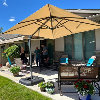 PURPLE LEAF 8 Feet Patio Umbrella Outdoor Cantilever Square Umbrella Aluminum Offset Umbrella with 360-degree Rotation for Garden Deck Pool Patio, Beige
