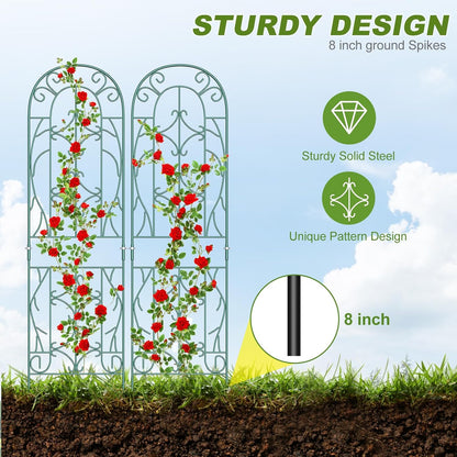 4 Pack 59x16in Metal Garden Trellis for Climbing Plants,Green Large Trellis for Climbing Plants Outdoor, Roses, Vegetables Vines Flowers Support, Large Decorative Outdoor Trellis