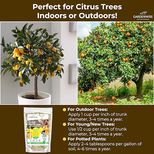 Professional Citrus Fertilizer + Vital Micronutrients; Perfect Balanced NPK for All Citrus; for Indoor and Outdoor Plants; Orange, Lime, Avocado and Lemon Tree Fertilizer (4 QUARTS)