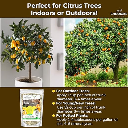 Professional Citrus Fertilizer + Vital Micronutrients; Perfect Balanced NPK for All Citrus; for Indoor and Outdoor Plants; Orange, Lime, Avocado and Lemon Tree Fertilizer (1 Quart)