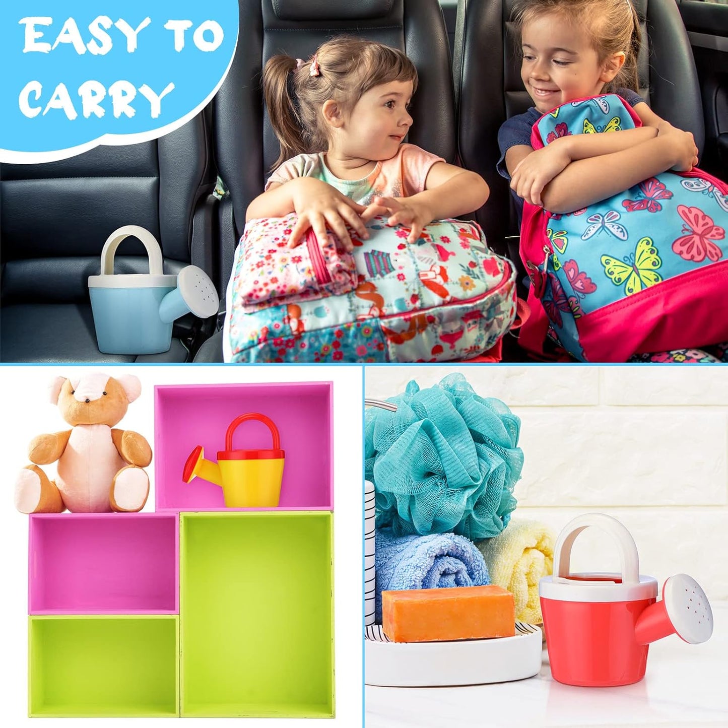 Sotiff 24 Pieces Plastic Watering Cans for Kids Watering Toys Kids Watering Can Small Toddler Garden Tools Bath Toys Beach Toys for Home Outdoor, Assorted Color