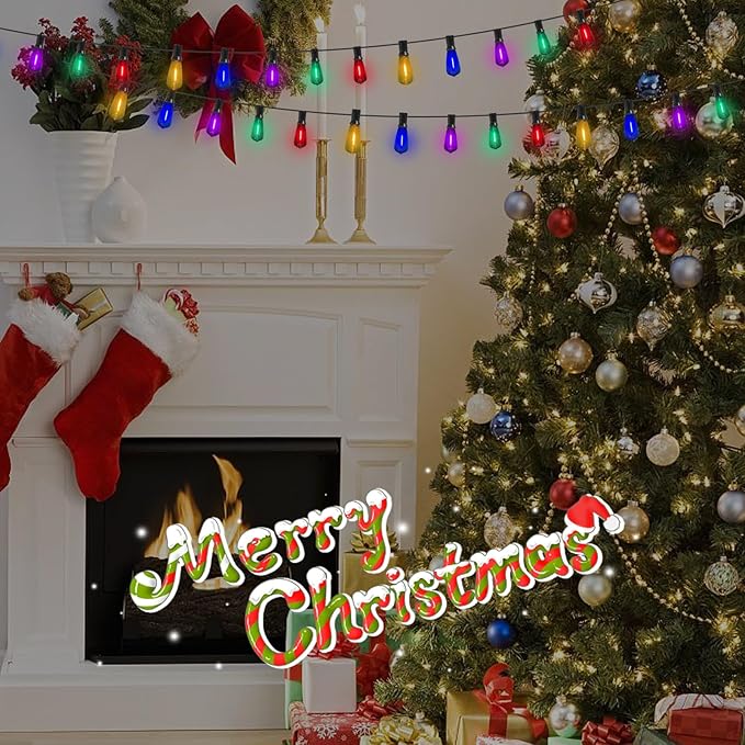 45Ft Multicolor Outdoor String Lights, ST40 Vintage Patio Lights with 32 LED Dimmable Edison Bulb (2 Spare), Christmas Colorful String Lights for Outdoor Patio Bistro Gazebo Pergola Backyard