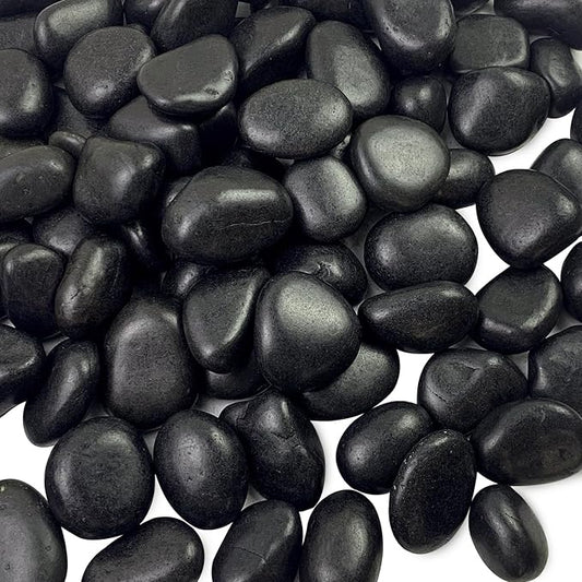 10 lbs Black Rocks Pebbles for Plants, 1-2 Inch Polished Black River Rocks for Planter Garden Landscaping Vase Yard Walkway Home Décor Paving Fountain and Outdoor Decorative Stones