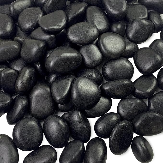 20 lbs Black River Rocks for Landscaping, 1-2 Inch Decorative Black Pebbles for Indoor Plants, Vase Fillers, Garden, Potted Plant Rocks, Paving, Fountain and Outdoor Decoration Black Stones