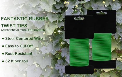 Gardzen 32ft Soft Garden Wire, Reusable Plant Ties, Rubber Coated Training Wire for Supporting Indoor Outdoor Plants and Home Organizing