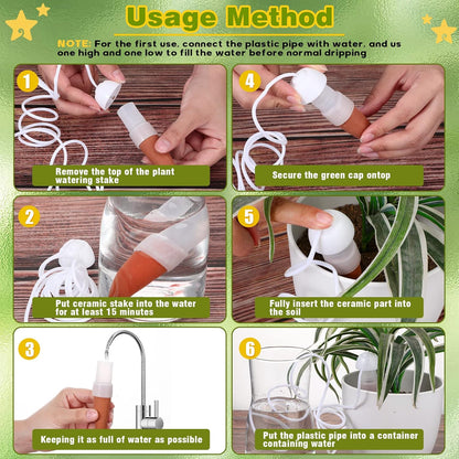 Hestya 10 Pack Plant Watering Stakes Automatic Devices Plant Self Drip Irrigation Slow Release Indoor Outdoor Terracotta Water Spikes for Potted Plants Flower (White Base)