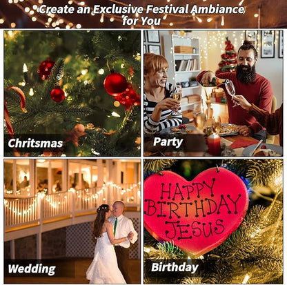 2 Pack Solar Christmas Lights Outdoor, 72FT 200 LED Solar String Lights with 8 Lighting Modes, IP65 Waterproof Solar Lights Outdoor for Xmas Garden Party Tree Decor