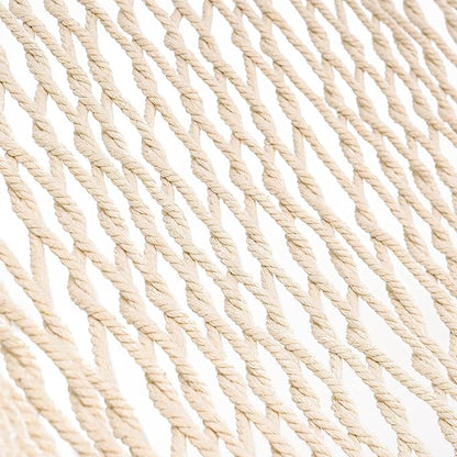 Lazy Daze Hammocks Double Rope Hammock, 2 Person Traditional Outdoor Hand Woven Cotton Rope Hammock with Spreader Bar, Chains, Tree Straps for Patio Yard - Max 450 Lbs, Natural