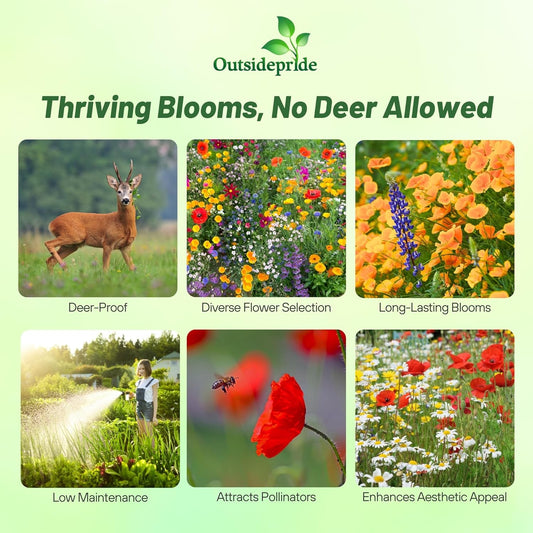 Outsidepride Deer Proof Wildflower Seed Mix - 1 lb. Colorful Blend of Easy to Grow, Drought-Tolerant Annual & Perennial Wildflower Seeds for a Deer-Free,Vibrant Meadow & Pollinator-Friendly Garden