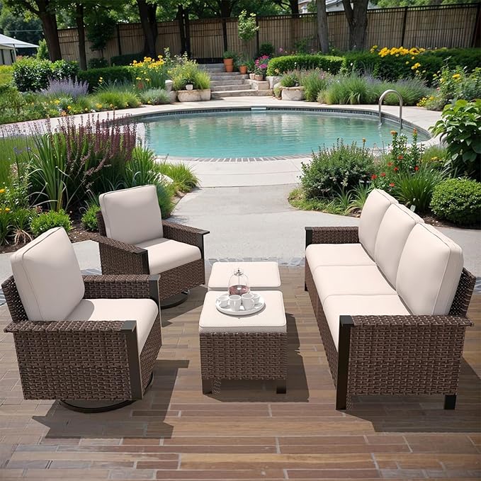 Outdoor Chair Cushions 23" x 24" x 4", Patio Deep Seat Replacement Cushions Set with Zippered Removable Cover, Weather-Resistant Olefin Fabric for Garden Chair Sofa Couch, Set of 3, Beige