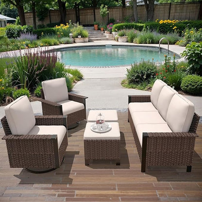 Outdoor Chair Cushions 23" x 24" x 4", Patio Deep Seat Replacement Cushions Set with Zippered Removable Cover, Weather-Resistant Olefin Fabric for Garden Chair Sofa Couch, Set of 3, Beige