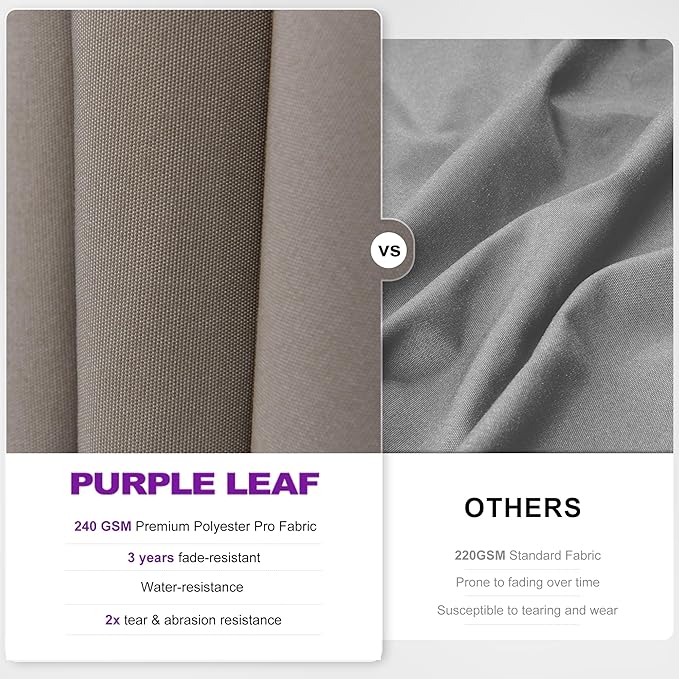 PURPLE LEAF 8' X 8' Left-right Tilting Outdoor Patio Umbrella Swivel Offset Cantilever Heavy Duty Rectangle Aluminum Umbrella with UV Resistant for Deck Pool Patio Backyard, Ash Mocha