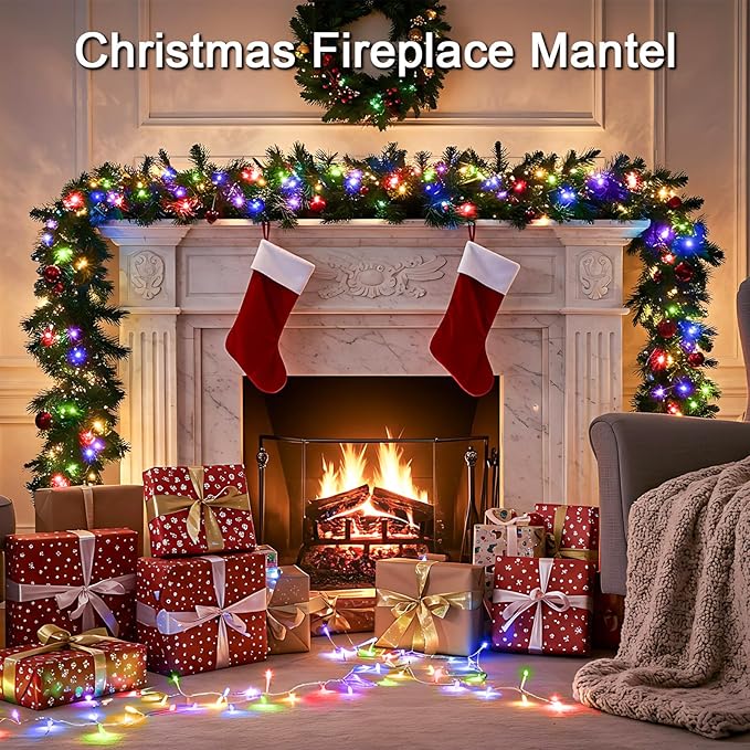 suddus Connectable Christmas Lights with Remote, Multicolor String Lights with Timer, 33ft 100 Led Fairy Lights Plug in for Xmas Tree, Bedroom, Yard, Garden, Party, Indoor, Outdoor Decorations