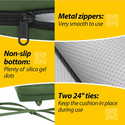 AAAAAcessories Outdoor Seat Cushions for Chairs, Waterproof, Fade-Resistant Patio Furniture Replacement Cushions, 18.5" x 16" x 3", Set of 2, Dark Moss