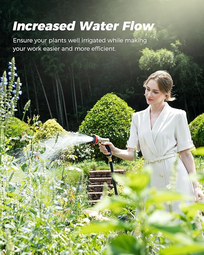 Retractable Garden Hose Reel 5/8 in x 100 ft Professional Metal Bracket & 9-Pattern Metal Nozzle UV Resistant Brass Fitting Heavy Duty Wall Mount Any Length Lock Slow Retraction 180° Swivel