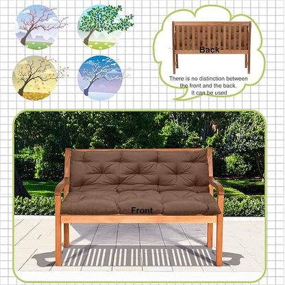 Swing Replacement Cushions with Backrest, 2 or 3 Seater Waterproof Non-Slip Overstuffed Swing Pad, Indoor/Outdoor Bench Cushion for Porch Chair Swings Garden Furniture (Brown, 40 * 71 in)