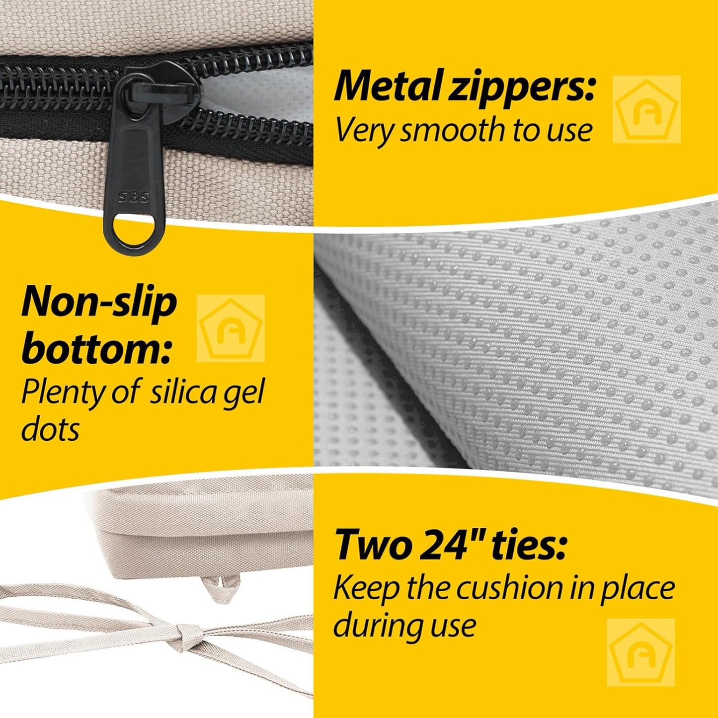 AAAAAcessories Outdoor Seat Cushions for Chairs, Waterproof, Fade-Resistant Patio Furniture Replacement Cushions, 18.5" x 16" x 3", Set of 2, Khaki Beige