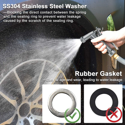 Hose Nozzle 2 Pack, Full Size Pistol Grip Water Nozzle Sprayer with Threaded Front, High Pressure Nozzle, Adjustable Spray Water Flow for Watering, Showering Pet, Washing Car, Silver