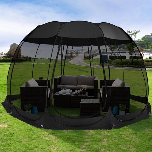 Alvantor Screen House Gazebo, 6-10-15 Person Pop Up Igloo Screened Canopy Tent with Mosquito Netting Sides, Instant UV Resistant Sun Shelter for Garden, Patio, Backyard