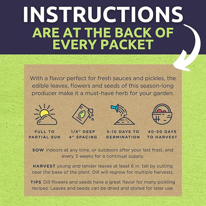 Organic Herb Seeds Variety Pack - 10 Individual Packs - 2025 Season - Basil, Cilantro, Dill, Thyme, Parsley and More! for Indoor & Outdoor Planting (Non-GMO, Certified Organic)