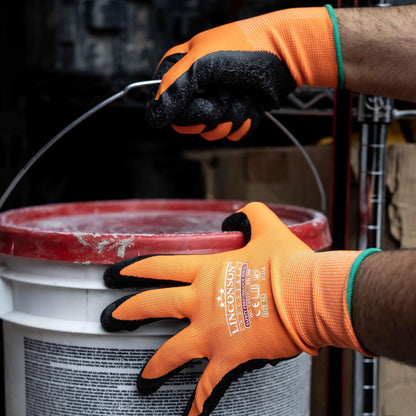 linconson 12 Pack Safety Performance Series Construction Mechanics Wrinkle Latex Work Gloves