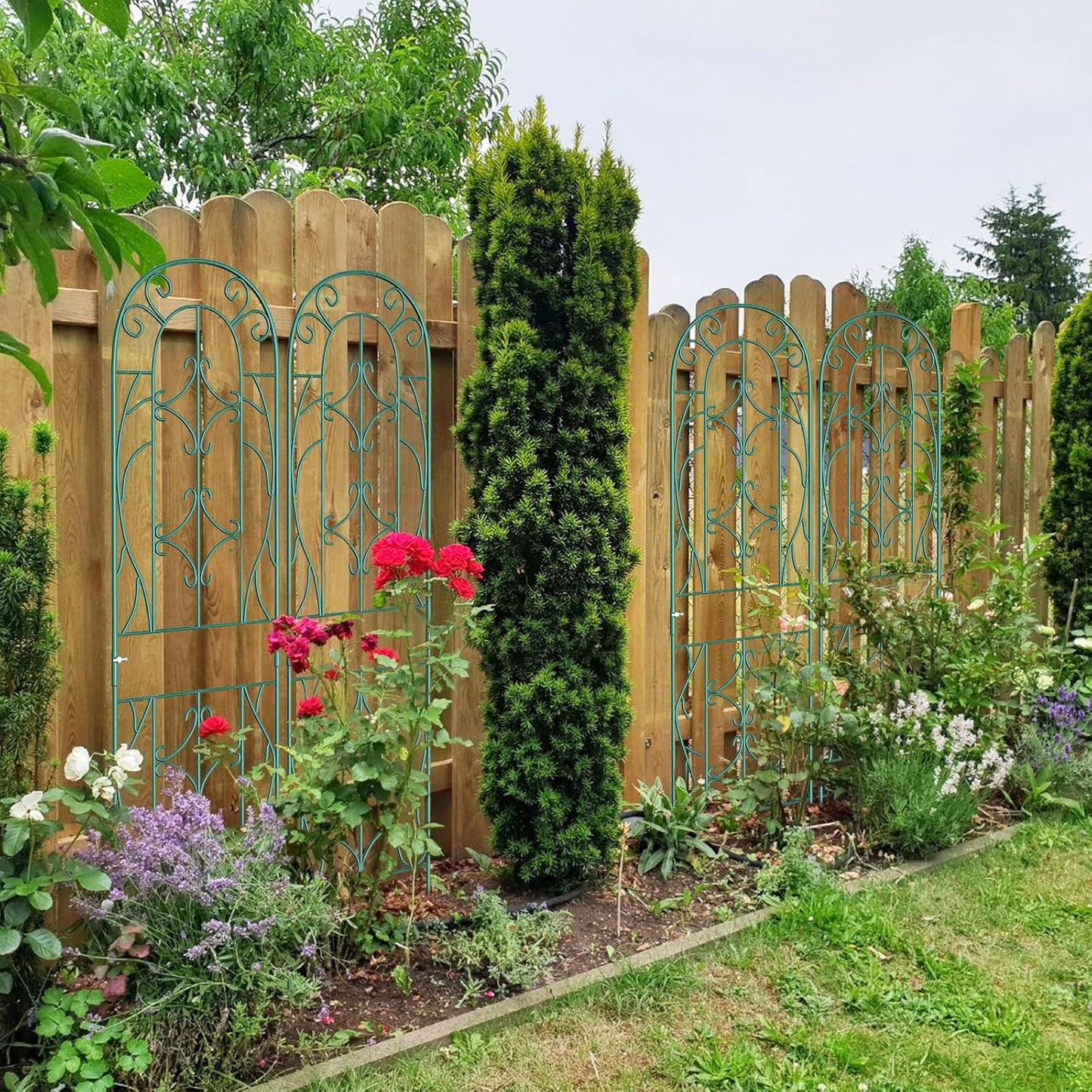 4 Pack 59x16in Metal Garden Trellis for Climbing Plants,Green Large Trellis for Climbing Plants Outdoor, Roses, Vegetables Vines Flowers Support, Large Decorative Outdoor Trellis