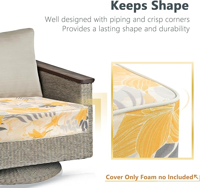 Porch Shield Outdoor Cushion Slipcovers Patio Chair Seat Cushion Covers Set 4 Waterproof Fade Resistant 22 x 20 x 4 inch, Summer Blossom