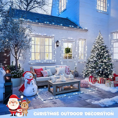 JMEXSUSS 2 Pack Solar String Lights Outdoor Waterproof, Total 400 LED 151FT Solar Christmas Lights Outdoor, 8 Modes White Solar Light for Outside Yard Patio Tree Garden Christmas Decorations