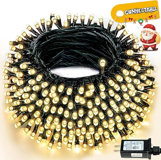 Connectable 240LED 88Ft 13Modes Christmas Lights Outdoor Indoor | Extendable Green Wire Christmas String Lights with Timer | Twinkle Fairy Light Plug in for Xmas Tree Garden Decor Party (Warm White)