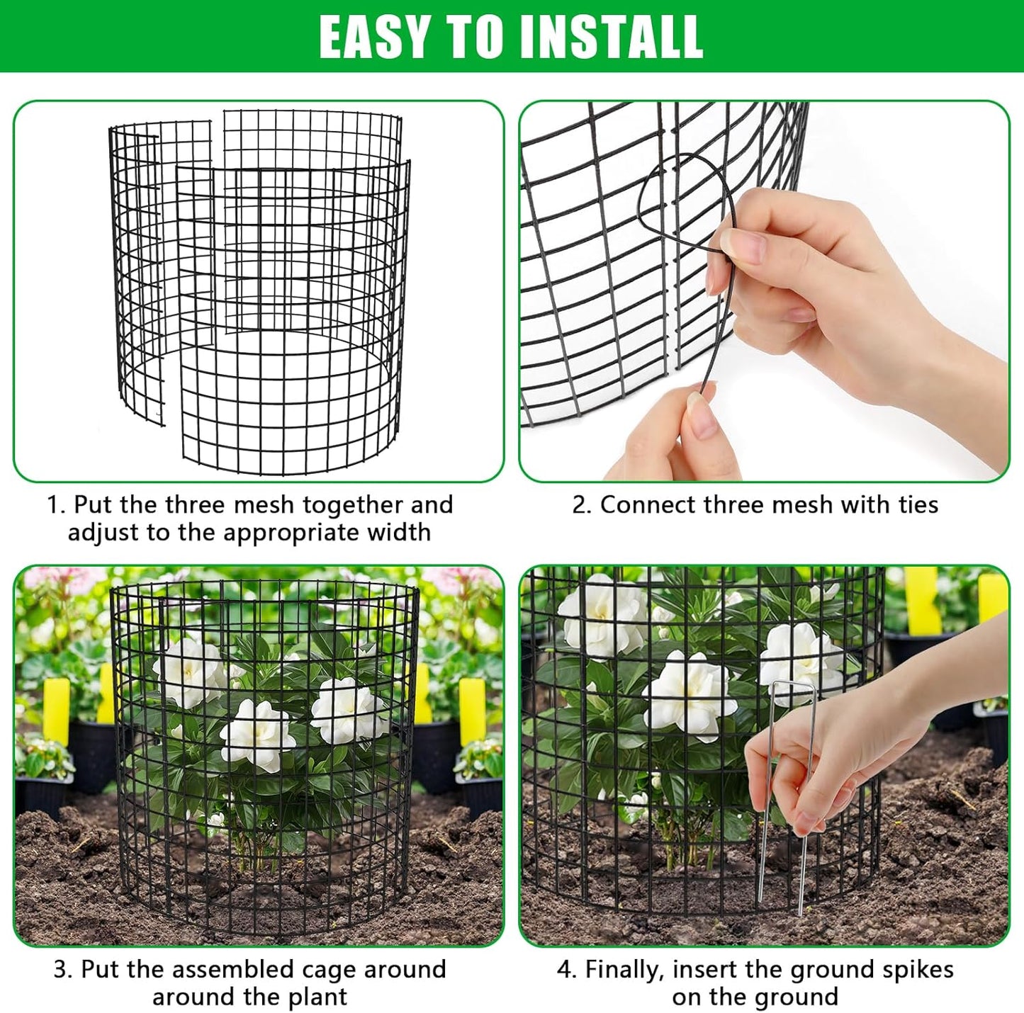 5 Pack Plant Protector from Animals, 17x14 inch Wire Plant Cages Mesh Plant Cage Garden Plant Protector, Sturdy Bunny Barricades Chicken Wire Cloche Plant Protectors for Keeping Bunny Animals Out